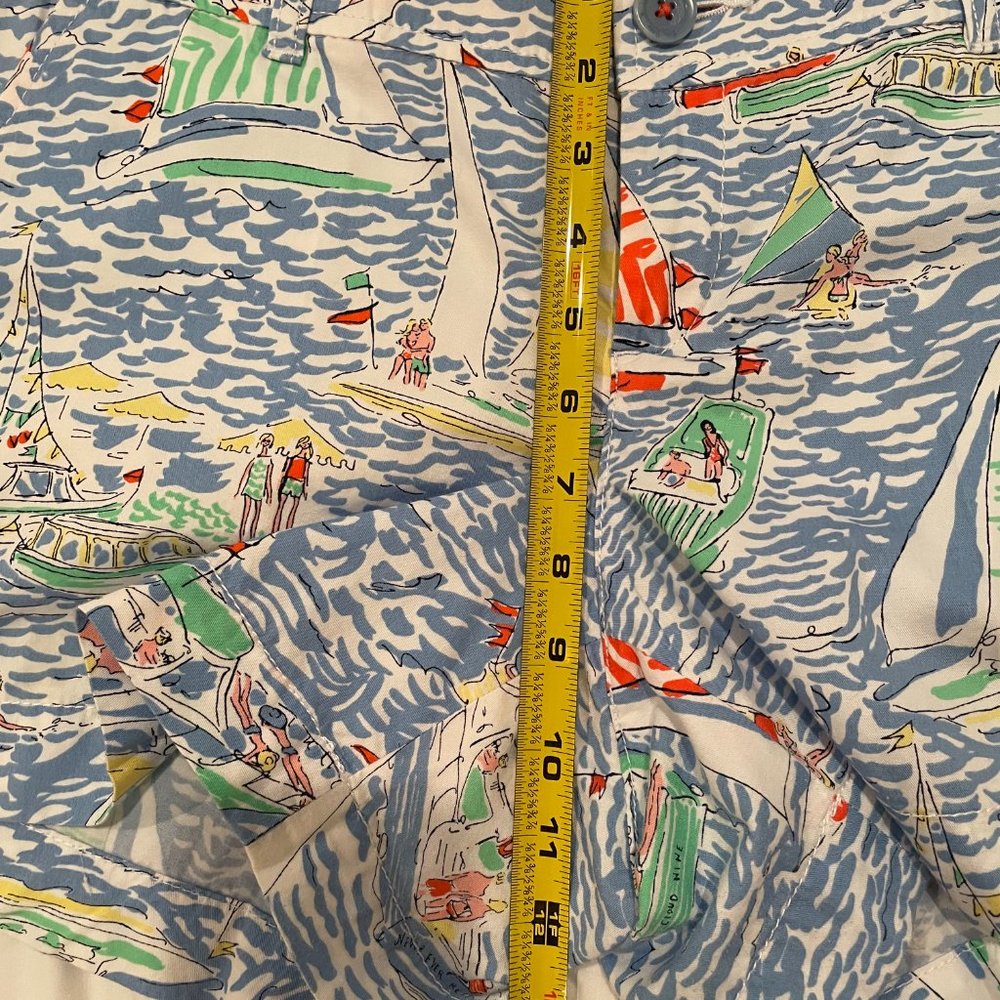Lilly Pulitzer Callahan Nautical Sailboats Shorts Get Nauti Blue Size 10 - Picture 6 of 7